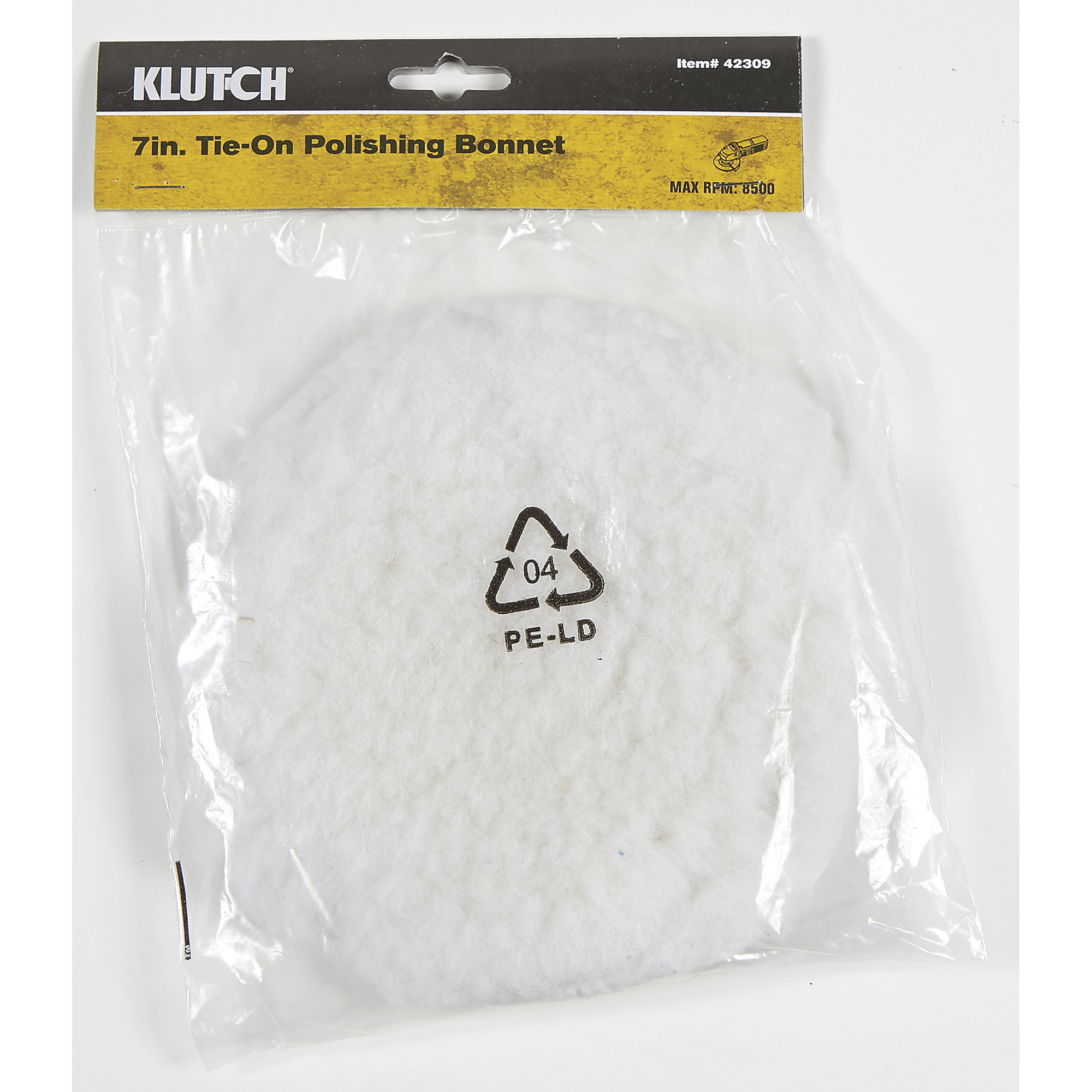Klutch 7in. Tie-On Wool Polishing Bonnet